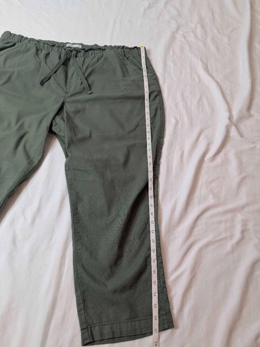 Sonoma Cotton Blend Pull On Pants, Olive Green Wide Leg Drawstring, Size XXL - Picture 7 of 8